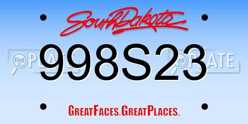 998S23 South Dakota License Plate