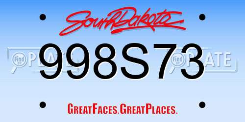 998S73 South Dakota License Plate