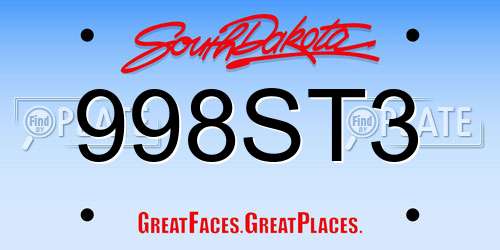 998ST3 South Dakota License Plate