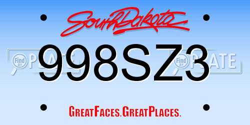998SZ3 South Dakota License Plate