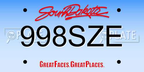 998SZE South Dakota License Plate