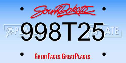 998T25 South Dakota License Plate