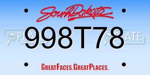 998T78 South Dakota License Plate