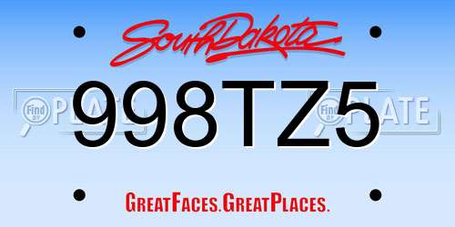 998TZ5 South Dakota License Plate