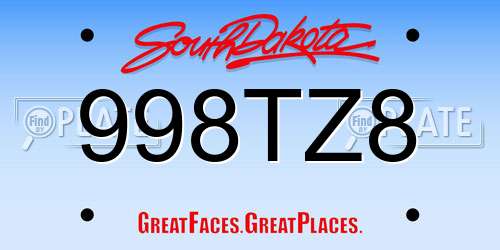 998TZ8 South Dakota License Plate