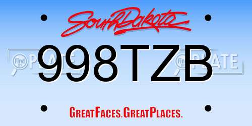 998TZB South Dakota License Plate
