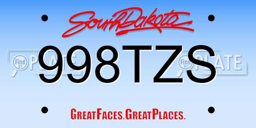 998TZS South Dakota License Plate