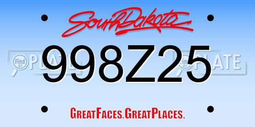 998Z25 South Dakota License Plate