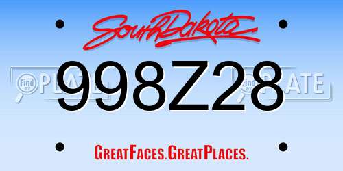 998Z28 South Dakota License Plate