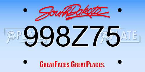 998Z75 South Dakota License Plate