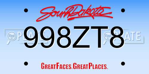 998ZT8 South Dakota License Plate