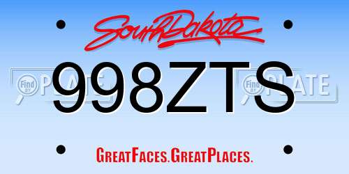 998ZTS South Dakota License Plate