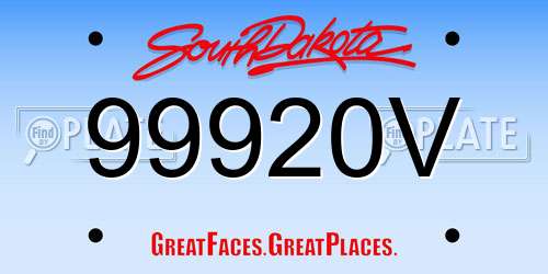 99920V South Dakota License Plate