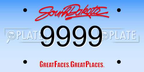 9999 South Dakota License Plate