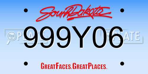 999Y06 South Dakota License Plate
