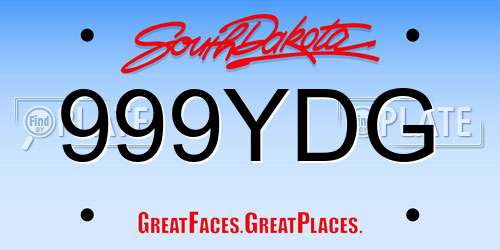 999YDG South Dakota License Plate