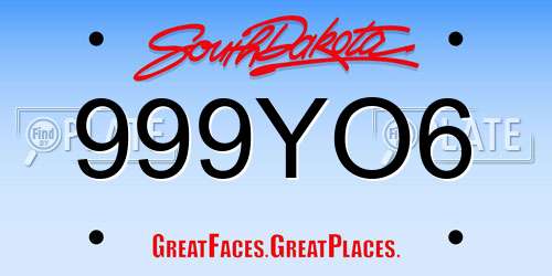 999YO6 South Dakota License Plate