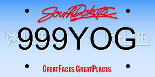 999YOG South Dakota License Plate