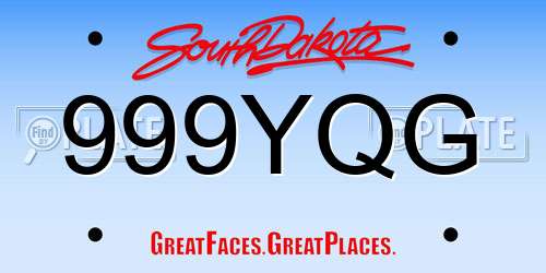 999YQG South Dakota License Plate