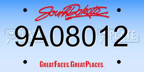 9A08012 South Dakota License Plate