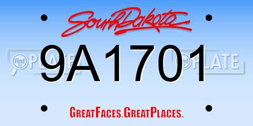 9A1701 South Dakota License Plate