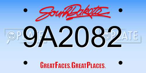 9A2082 South Dakota License Plate
