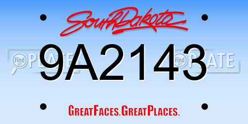 9A2143 South Dakota License Plate