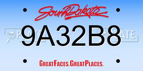 9A32B8 South Dakota License Plate