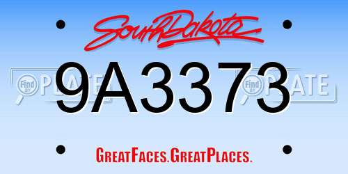 9A3373 South Dakota License Plate