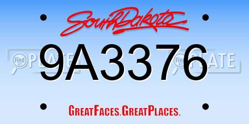 9A3376 South Dakota License Plate