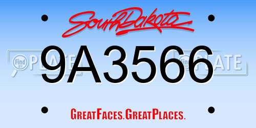 9A3566 South Dakota License Plate