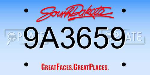 9A3659 South Dakota License Plate