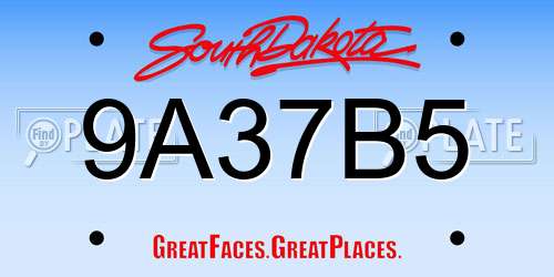 9A37B5 South Dakota License Plate