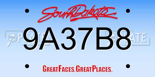 9A37B8 South Dakota License Plate