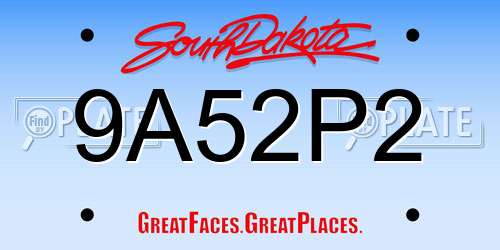 9A52P2 South Dakota License Plate