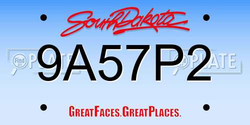 9A57P2 South Dakota License Plate