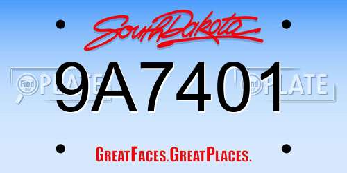 9A7401 South Dakota License Plate