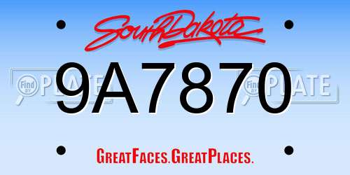 9A7870 South Dakota License Plate