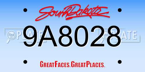 9A8028 South Dakota License Plate
