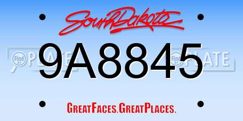 9A8845 South Dakota License Plate