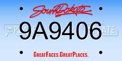 9A9406 South Dakota License Plate