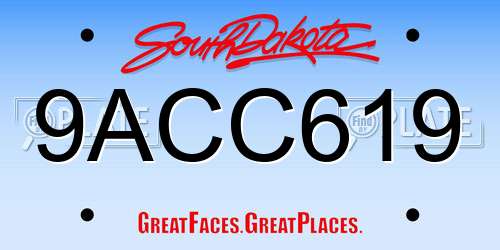 9ACC619 South Dakota License Plate