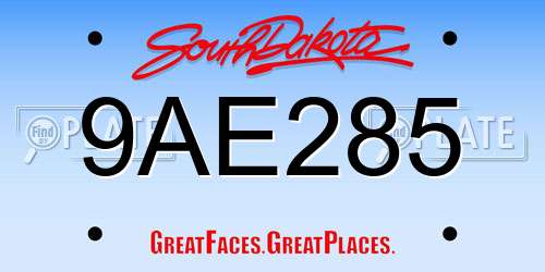 9AE285 South Dakota License Plate