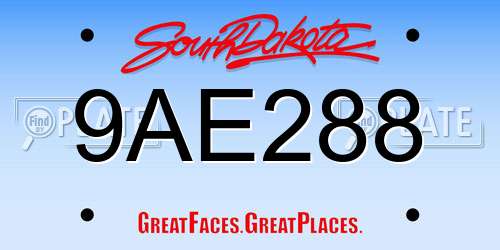 9AE288 South Dakota License Plate