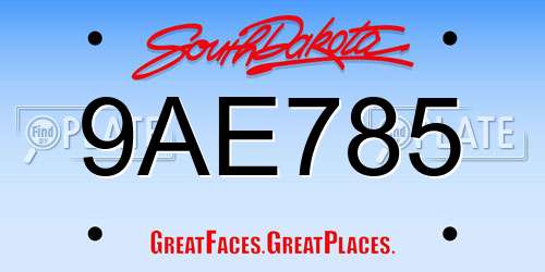 9AE785 South Dakota License Plate