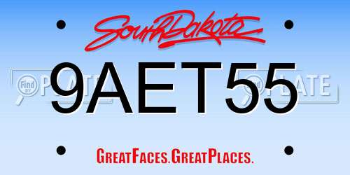9AET55 South Dakota License Plate