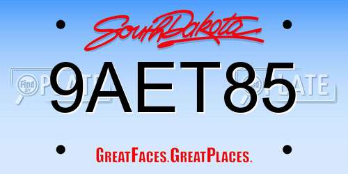 9AET85 South Dakota License Plate