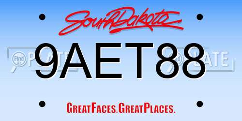 9AET88 South Dakota License Plate