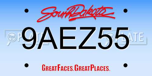 9AEZ55 South Dakota License Plate
