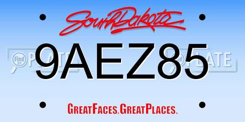 9AEZ85 South Dakota License Plate